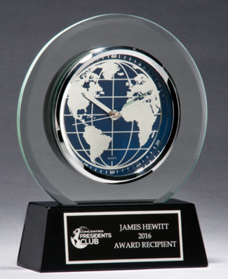 Main Image of Glass clock with world dial on black high gloss base