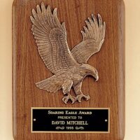 Main Image of American walnut plaque with a sculptured relief eagle casting