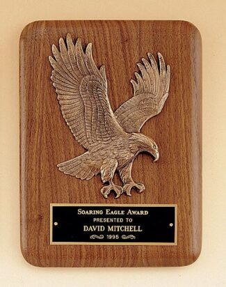 Main Image of American walnut plaque with a sculptured relief eagle casting
