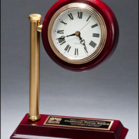 Main Image of Rail station style desk clock on rosewood finish high gloss base
