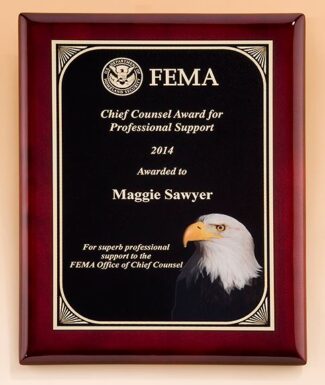 Main Image of Rosewood piano-finish plaque with high definition eagle head plate