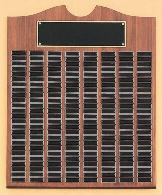 Main Image of Solid American walnut perpetual plaque with 15 plate combinations.
