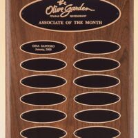 Main Image of Solid American walnut perpetual plaque with 12 elliptical plates.