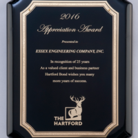 Main Image of High gloss black stained plaque with gold florentine border plate