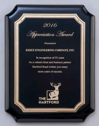 Main Image of High gloss black stained plaque with gold florentine border plate