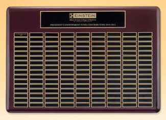 Main Image of Roster Series perpetual plaque with rosewood piano-finish