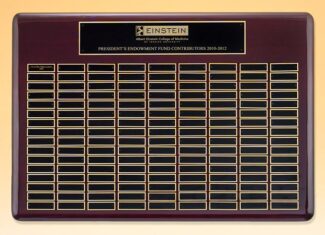 Main Image of Roster Series perpetual plaque with rosewood piano-finish