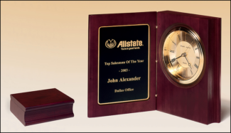 Main Image of Rich Mahogany Finish Book Clock