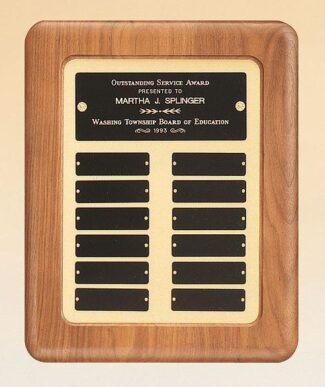 Main Image of Solid American walnut perpetual plaque with 12 plates