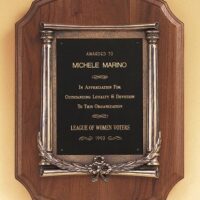 Main Image of Solid American walnut plaque with an antique bronze casting