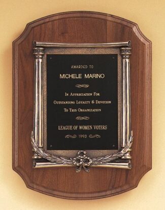Main Image of Solid American walnut plaque with an antique bronze casting