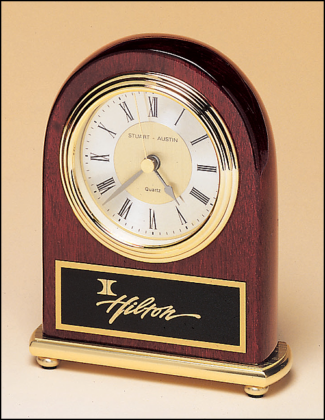Main Image of Rosewood Stained Piano Finish Airflyte Clock on a Brass Base