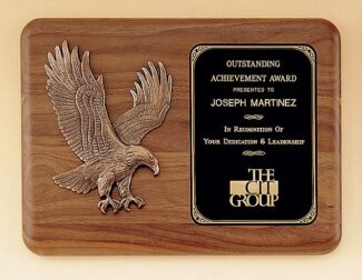 Main Image of American walnut plaque with a sculptured relief eagle casting
