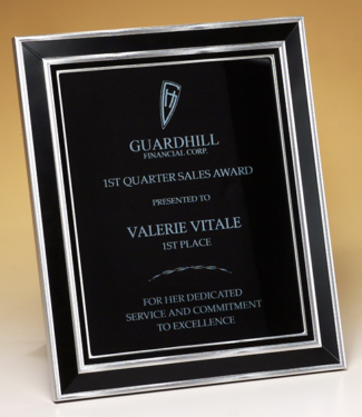 Main Image of Black and silver aluminum frame with black aluminum engraving plate