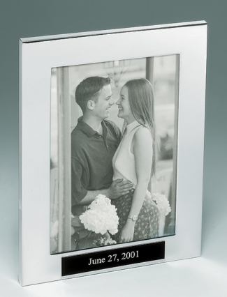 Main Image of Polished silver aluminum picture frame with black velour easel back.