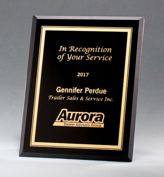 Main Image of Black Glass Plaque with Gold Border