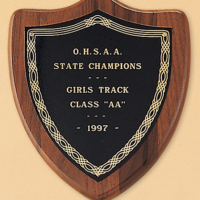 Main Image of American walnut plaque with a black brass plate.