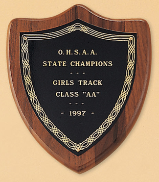 Main Image of American walnut plaque with a black brass plate.