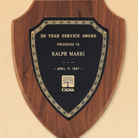 Main Image of American walnut plaque with a black brass plate