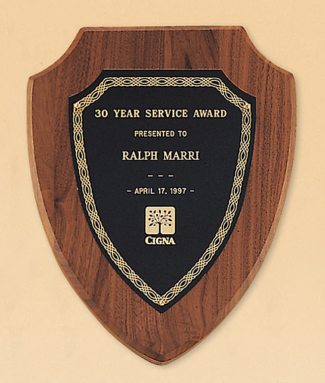 Main Image of American walnut plaque with a black brass plate