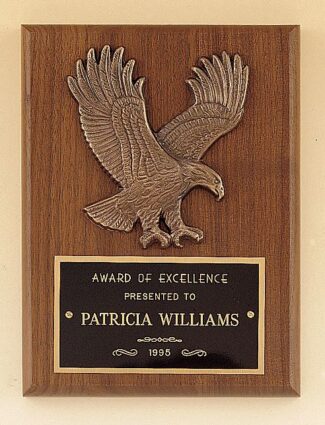 Main Image of American walnut plaque with a sculptured relief eagle casting