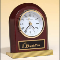 Main Image of Rosewood piano-finish clock with gold metal base