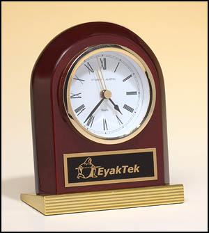 Main Image of Rosewood piano-finish clock with gold metal base