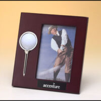 Main Image of High gloss rosewood finish photo frame with silvertone gold ball and tee, easel back
