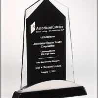 Main Image of Apex Series glass award black piano-finish base with silver aluminum accent