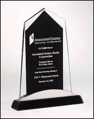 Main Image of Apex Series glass award black piano-finish base with silver aluminum accent