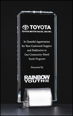 Main Image of Premium Series Crystal Trophy with Chrome – Plated Metal Base