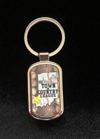 Main Image of Rectangle Silver Key Chain with Full Color Imprint