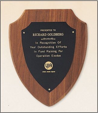 Main Image of American walnut plaque with a black brass plate
